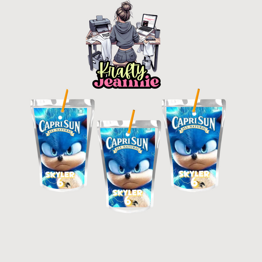 Sonic 2, Caprisun Juice Pouch - Kool-Aid Jammers - sonic Party - sonic Labels - Birthday - Shipped capri sun labels