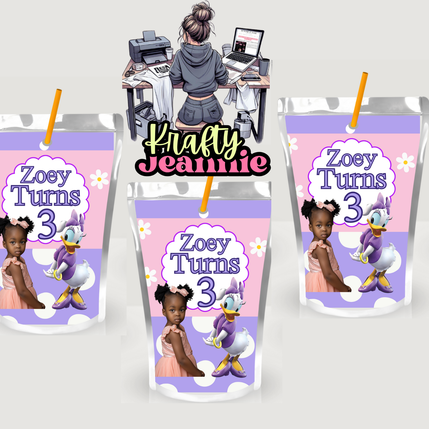 Daisy Capri Sun Labels for Birthday Parties - Kool-Aid Jammers & Juice Pouch Designs