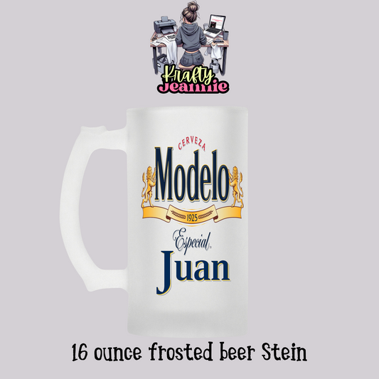 Modelo Especial  personalized name 16 ounce frosted beer Stein