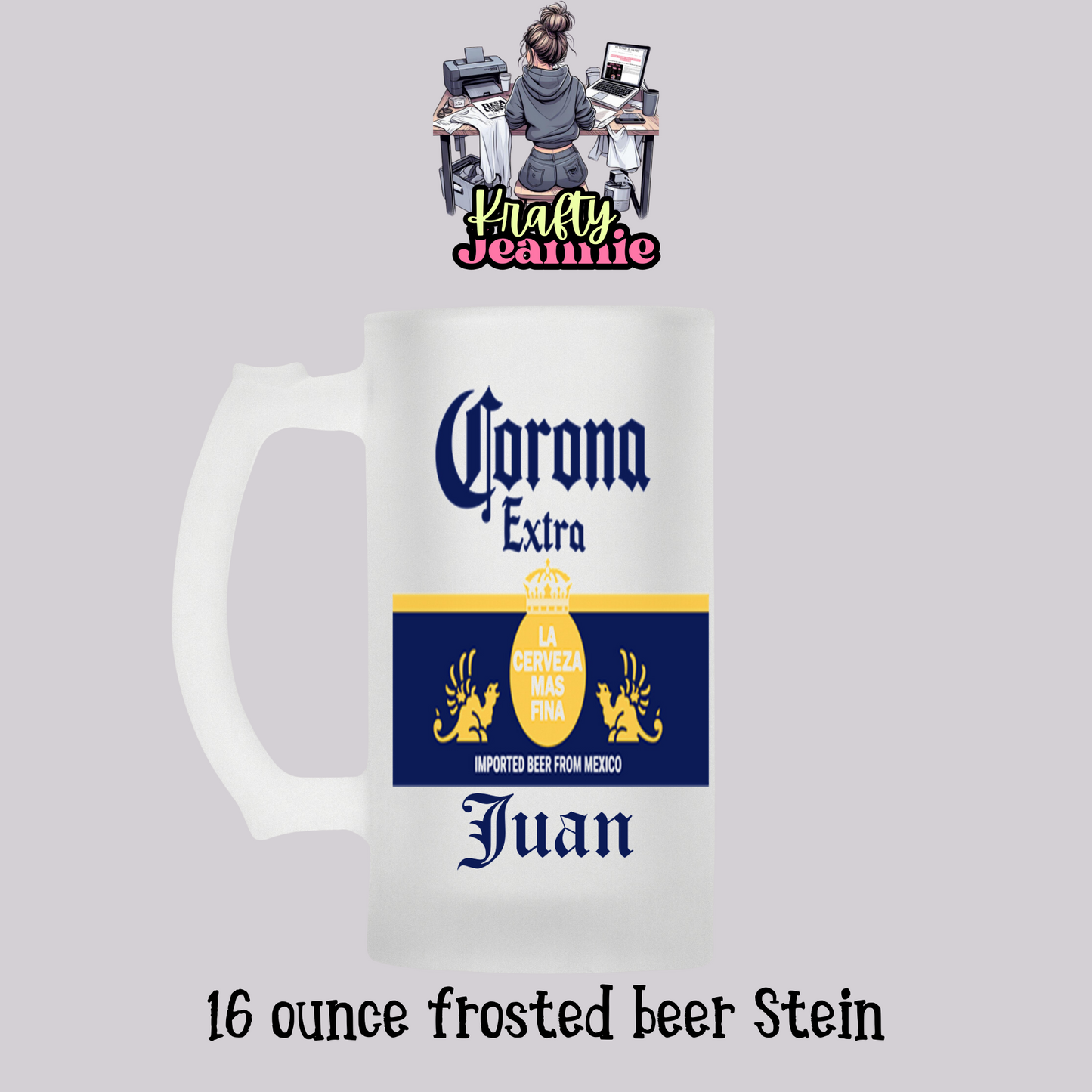 Corona Extra personalized name 16 ounce frosted beer Stein