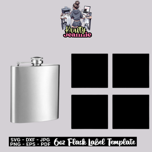 6oz Flask Template, Flask Label Template