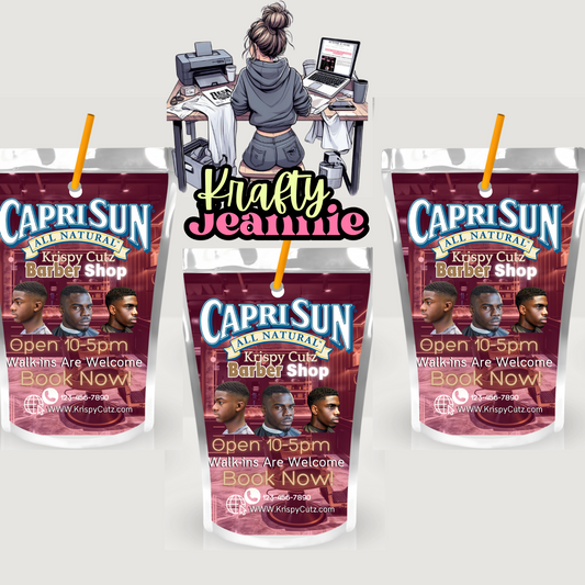 Barber Capri Sun Labels for Birthday Parties - Kool-Aid Jammers & Juice Pouch Designs