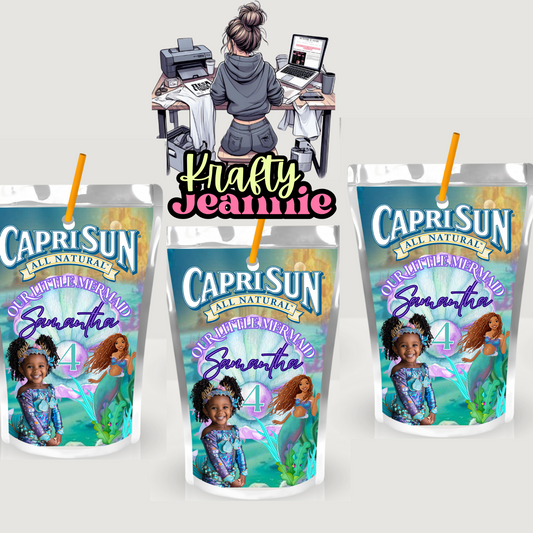 Mermaid Capri Sun Labels for Birthday Parties - Kool-Aid Jammers & Juice Pouch Designs