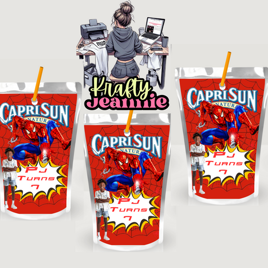 Spiderman Capri Sun Labels for Birthday Parties - Kool-Aid Jammers & Juice Pouch Designs