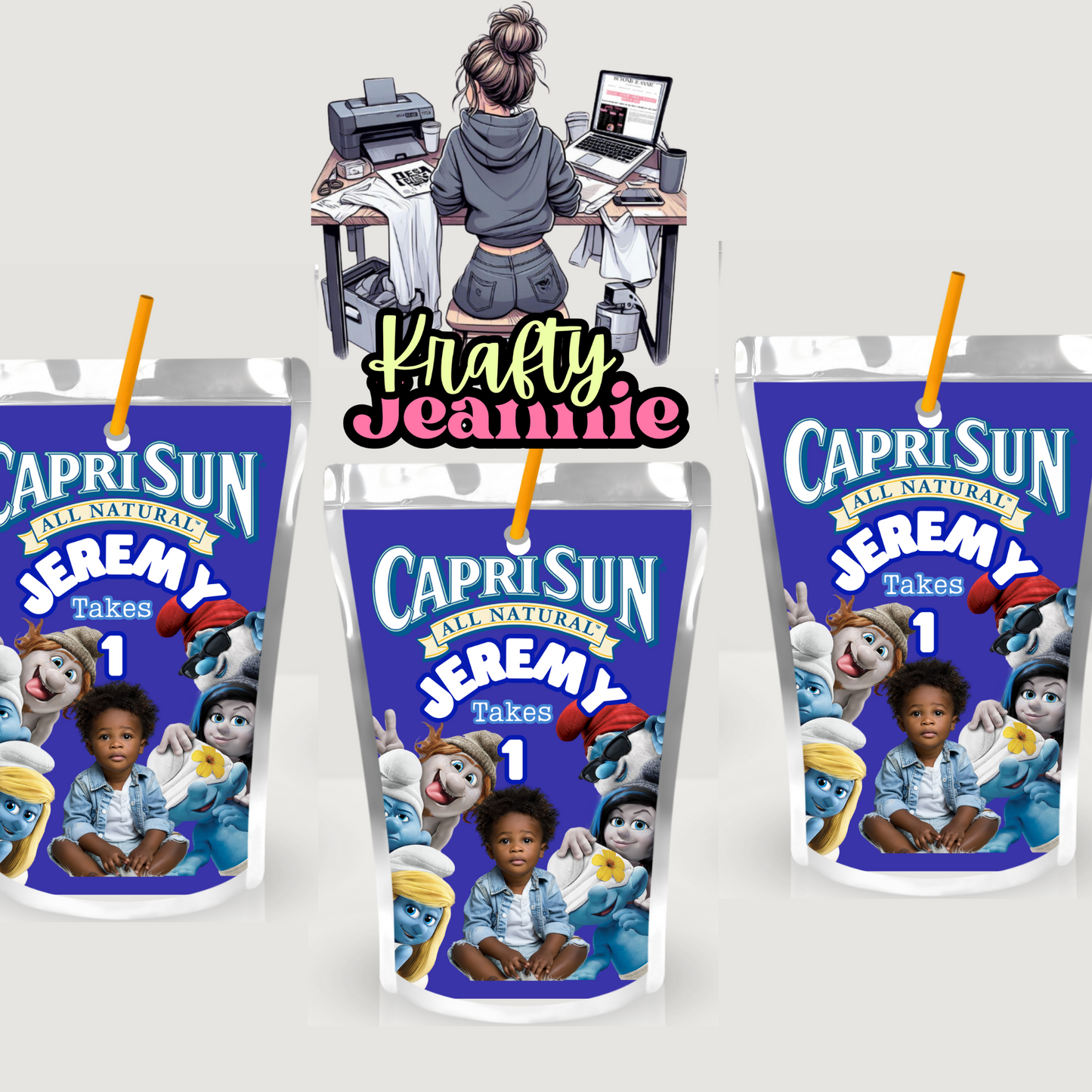 Smurf Capri Sun Labels for Birthday Parties - Kool-Aid Jammers & Juice Pouch Designs