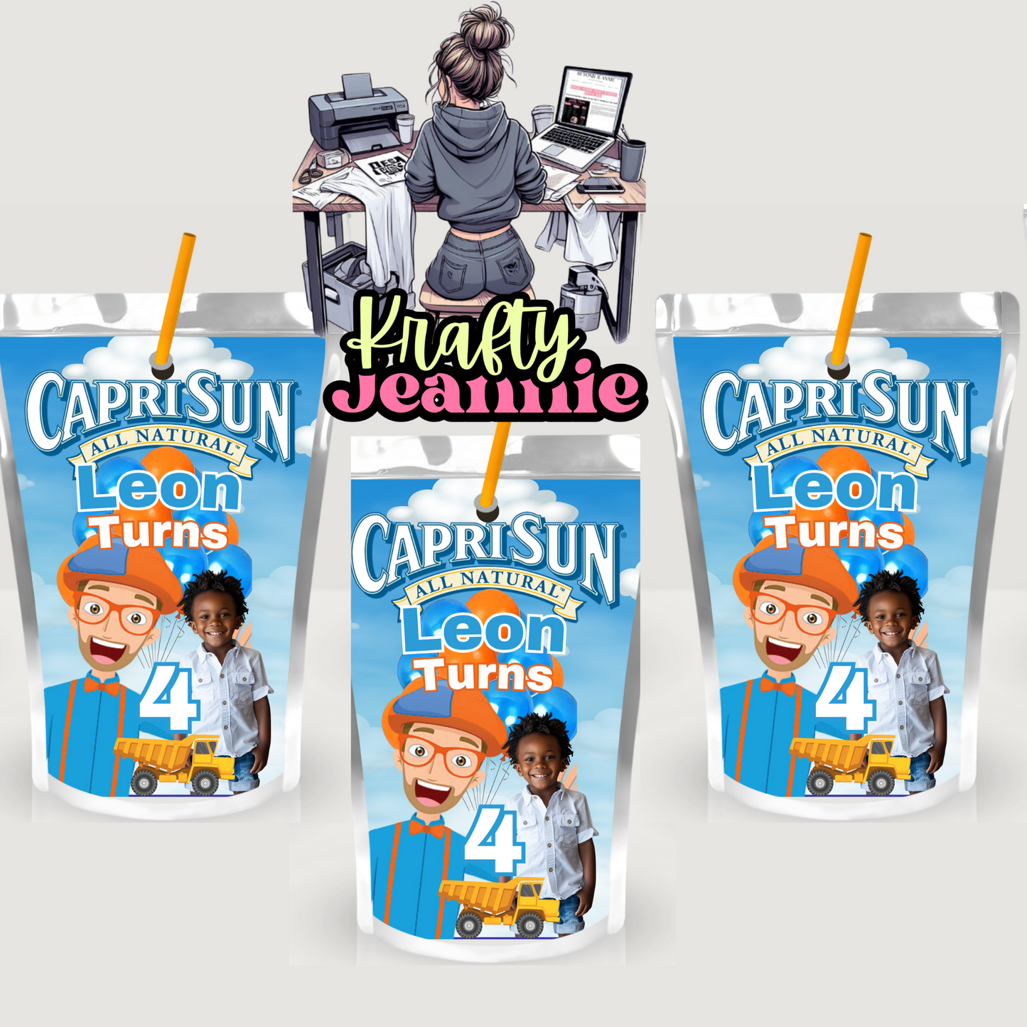 Blippi Capri Sun Labels for Birthday Parties - Kool-Aid Jammers & Juice Pouch Designs