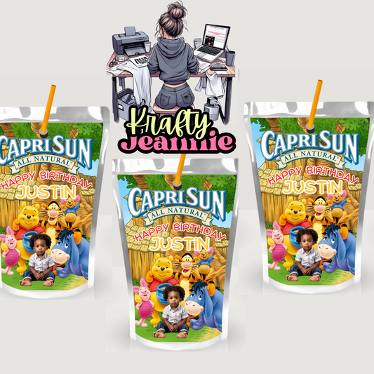 Winnie the Pooh Capri Sun Labels for Birthday Parties - Kool-Aid Jammers & Juice Pouch Designs