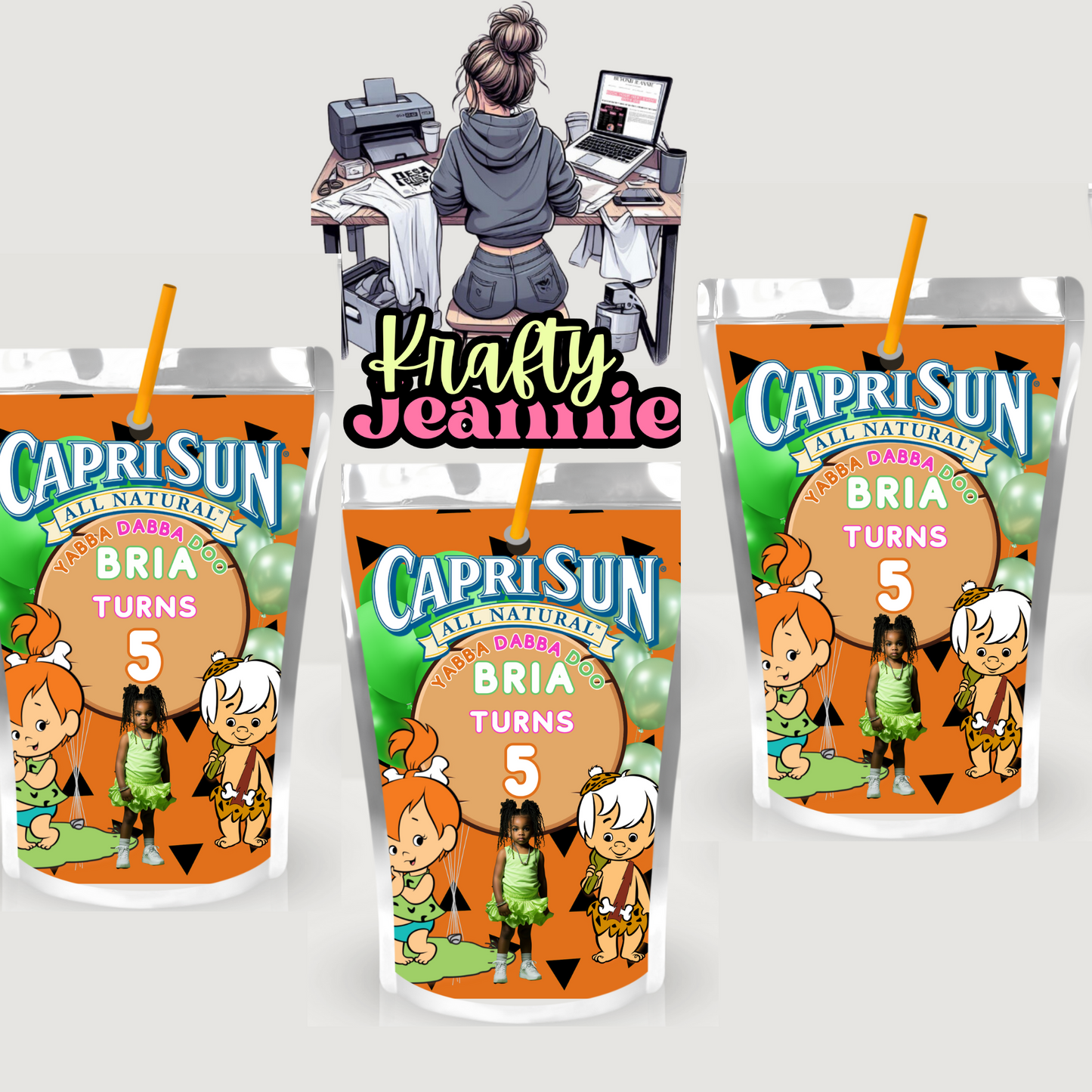 flinstone Capri Sun Labels for Birthday Parties - Kool-Aid Jammers & Juice Pouch Designs