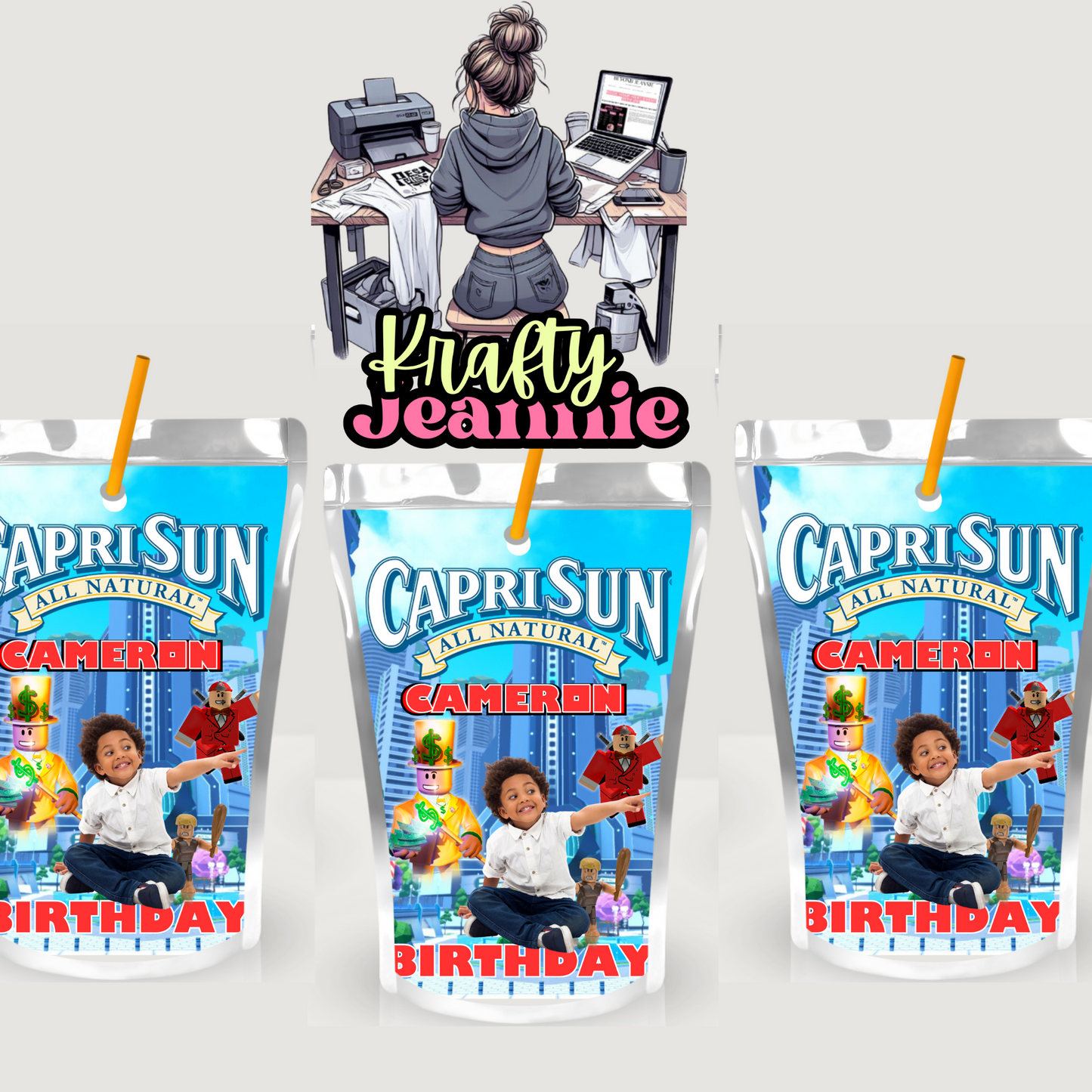 Roblox Capri Sun Labels for Birthday Parties - Kool-Aid Jammers & Juice Pouch Designs