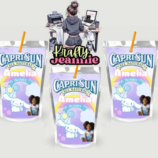 Cinnamon Roll Capri Sun Labels for Birthday Parties - Kool-Aid Jammers & Juice Pouch Designs