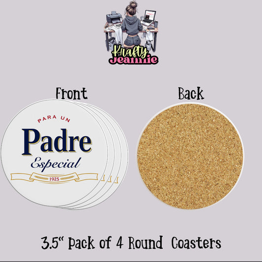 Para un padre especial Modelo Especial Mexican Lager Set of 4 | Ceramic Coasters | latino dads | beer coasters