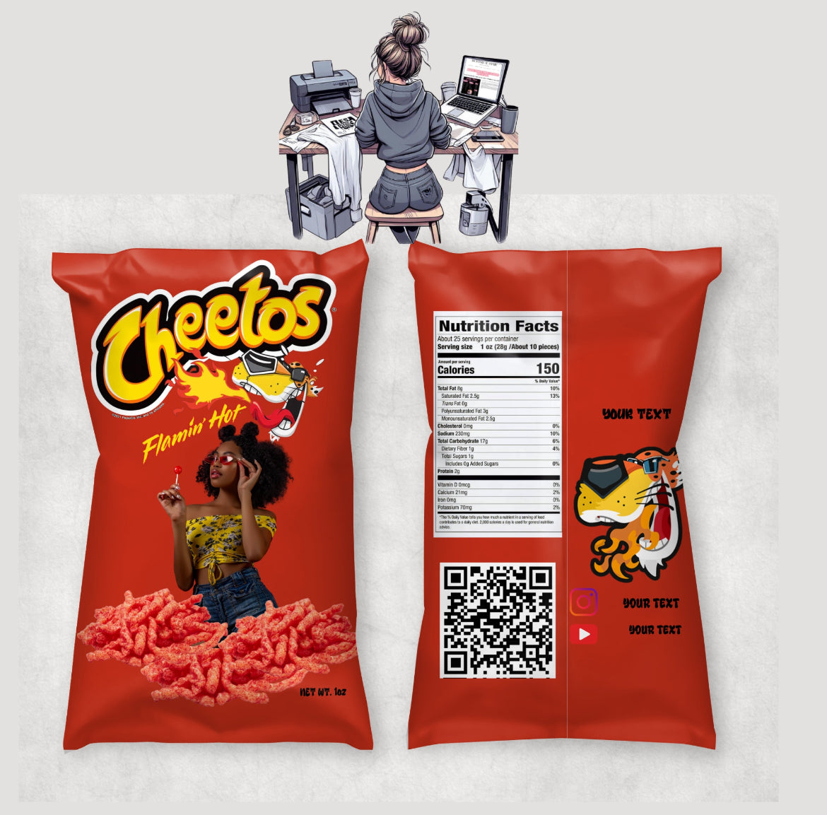 Personalized FLAMIN HOT CHEETOS Chip Bags, Custom Chip Bags, Birthday Chip Bag, Any Event Chip Bag, Party Favors