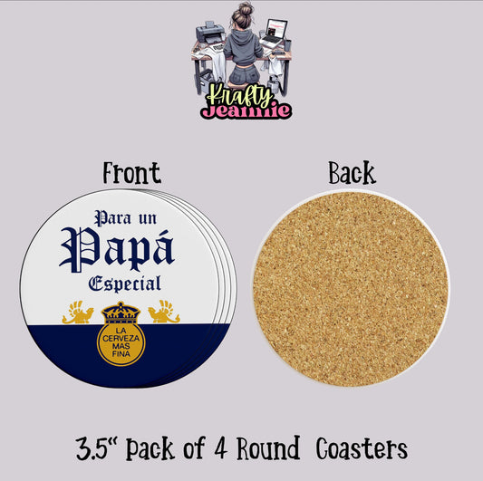 Para un padre especial Corona Extra Mexican Lager Set of 4 | Ceramic Coasters | latino dads | beer coasters