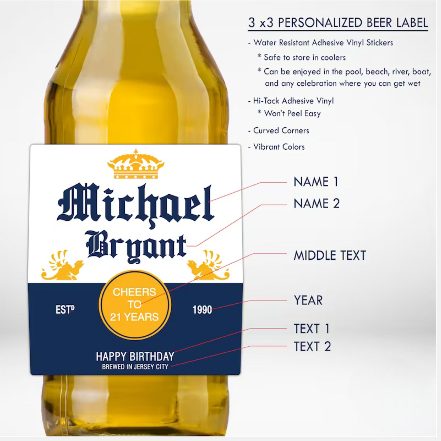 Personalized Beer Labels | His or Her Favorite Beer | Birthday Beer | Groomsman Beer | Gift or Favors | Fully Customized Beer Labels | Beer